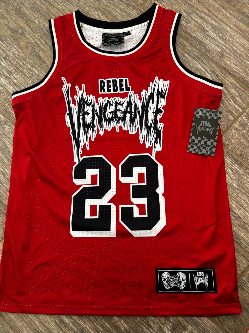 Rebel Vengeance Red Basketball Jersey with 23 NWT size M